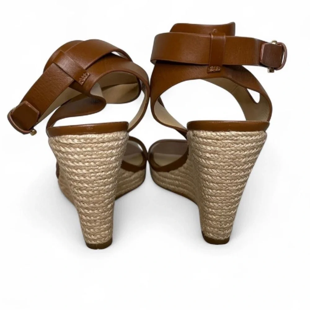 Michael Kors Brown Tan Espadrille Wedge Sandals Women’s 9 Strappy Heels
